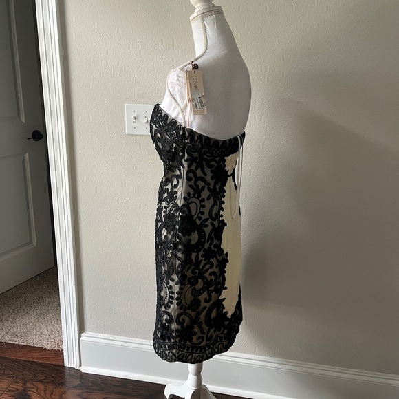 Sue Wong Cream and Black Strapless Dress - Picture 8 of 9
